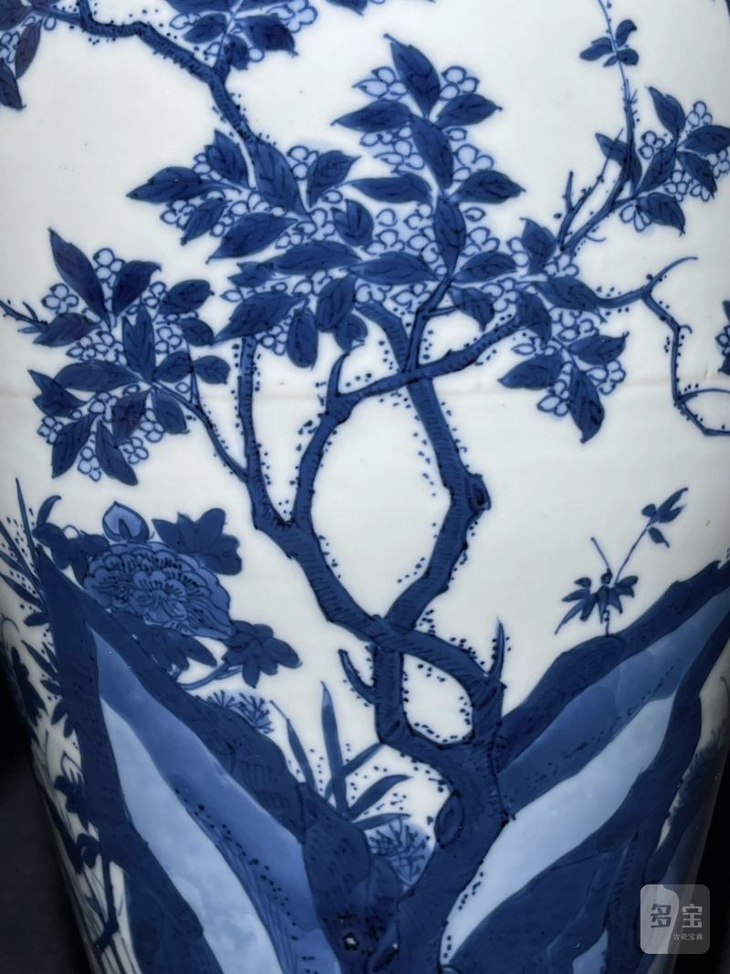 清康熙 青花花鸟纹观音尊 - 图8